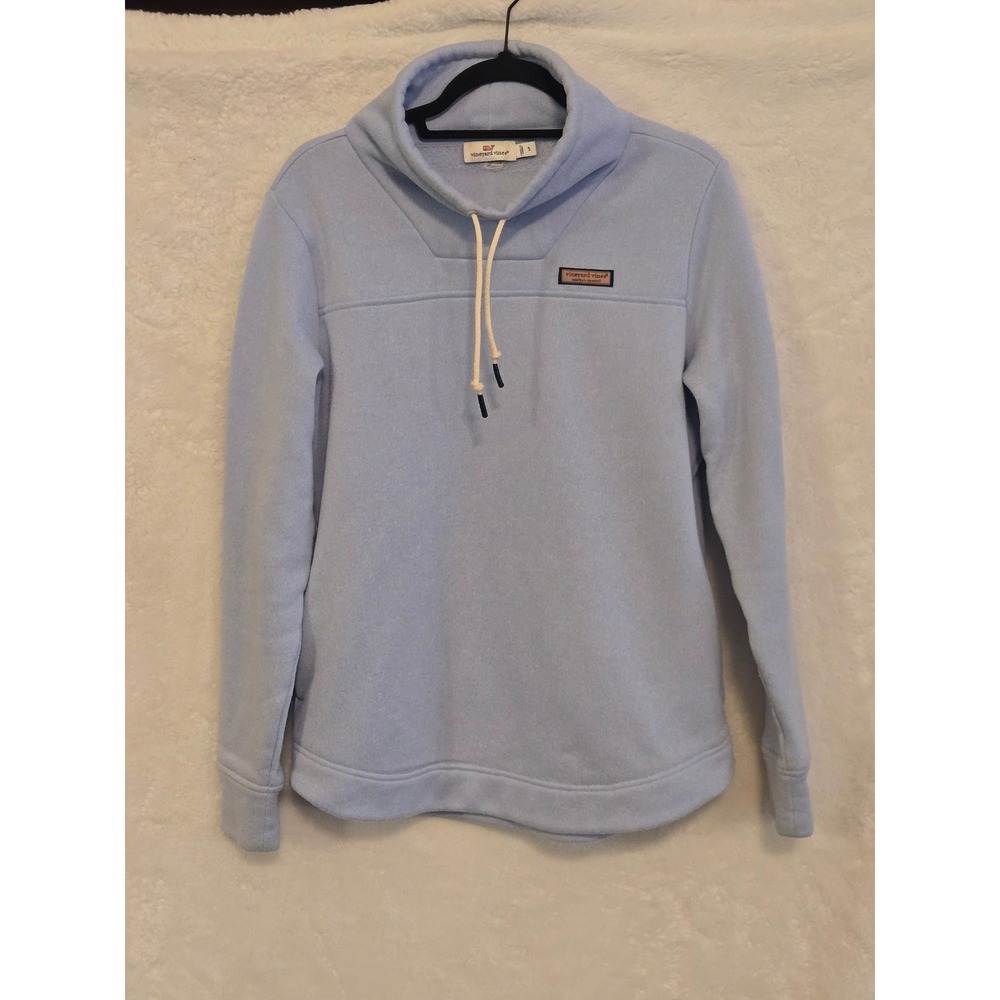 Vineyard Vines Womens Small Light Blue Cowl Neck Shep Shirt Fleece Pullover